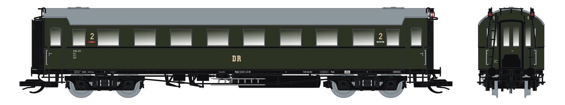 Saxonia 87228 - Personenwagen C4Ü Sa 07, DR, Ep.III, mit Innenbel. und bel. Schlusslaternen