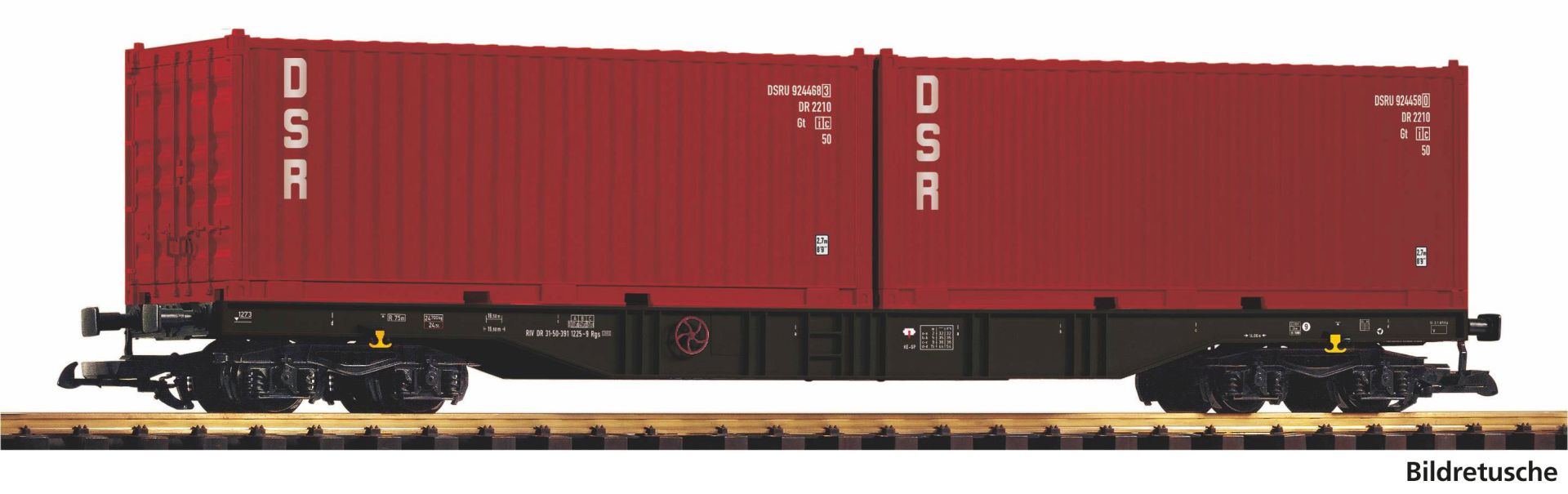 Piko 37755 - Containertragwagen mit 2x 20' Containern 'DSR', DR, Ep.IV