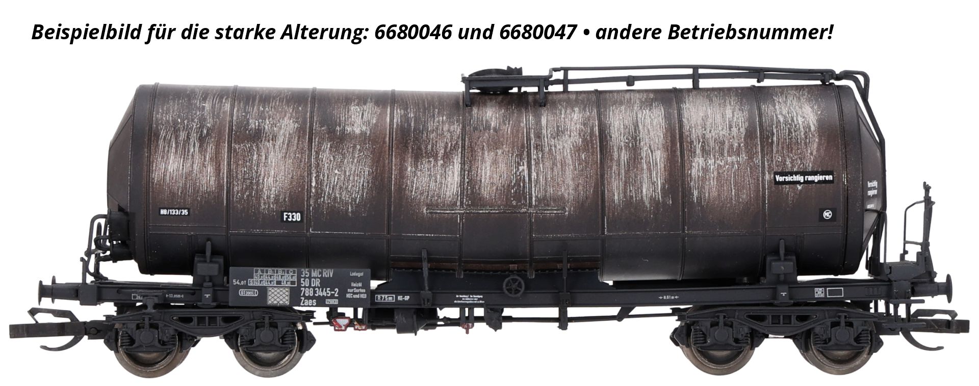 Roco 6680046 - Knickkesselwagen, DR, Ep.IV, schwarz, Wagen Nr. 1, starke Alterung Roco 6680046 - Knickkesselwagen, DR, Ep.IV, schwarz, Wagen Nr. 1, starke Alterung