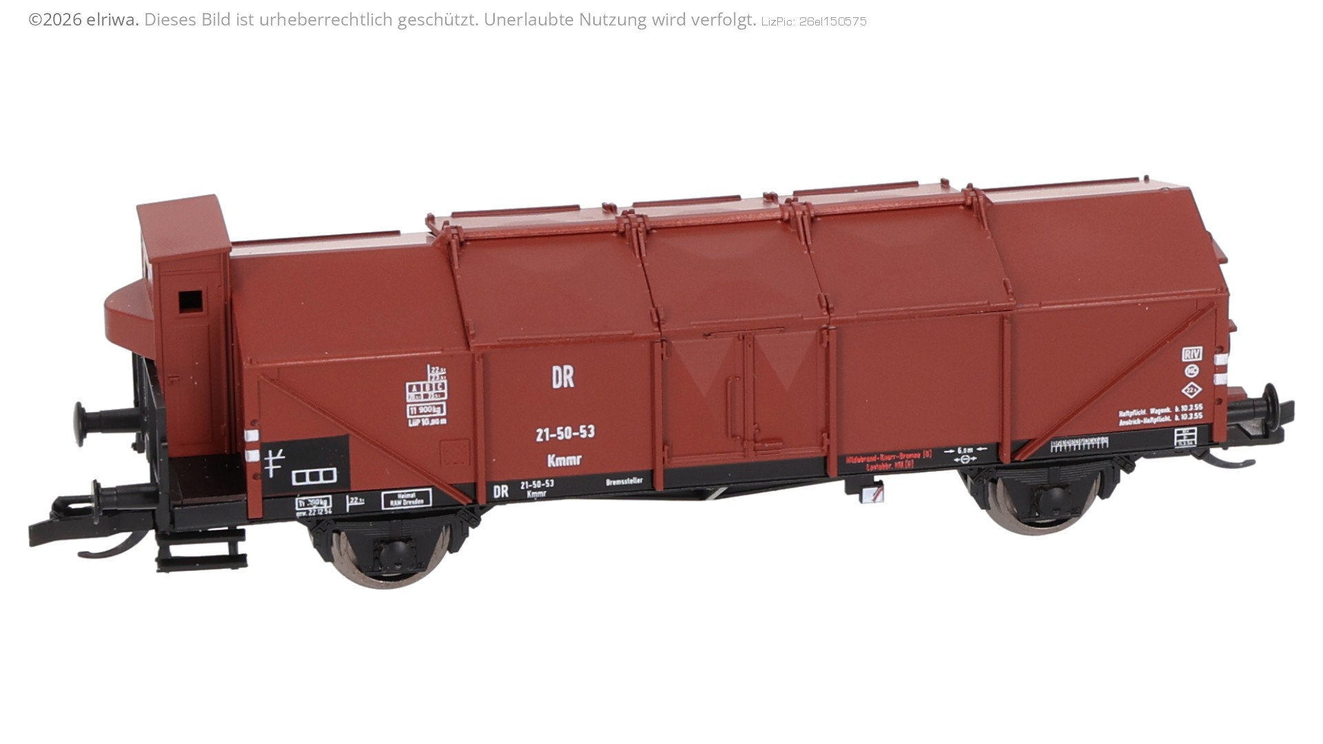 Hädl 116413 - Klappdeckelwagen Kmmr mit Bremserhaus, DR, Ep.III