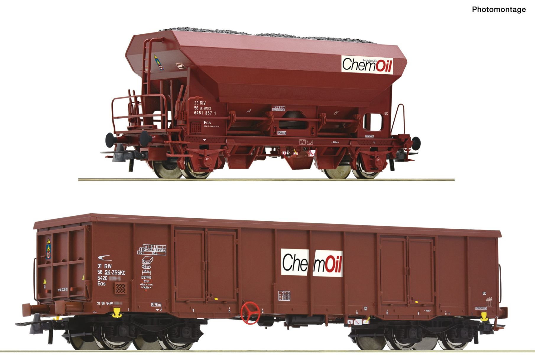 Roco 6600221 - 2er Set Güterwagen, Chemoil, Ep.VI