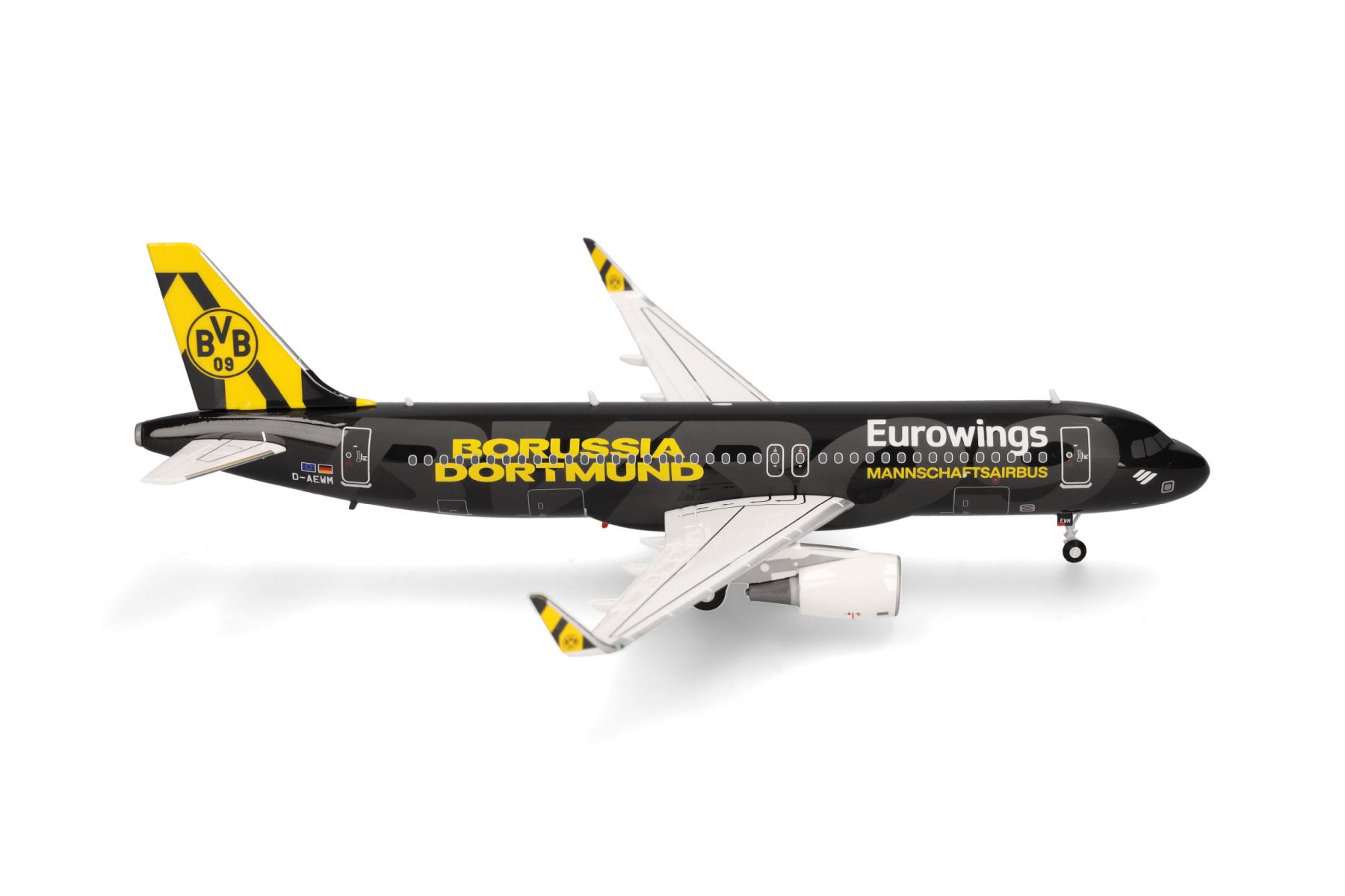 Herpa 573764 - Eurowings Airbus A320, D-AEWM, "BVB Mannschaftsairbus" (2025)