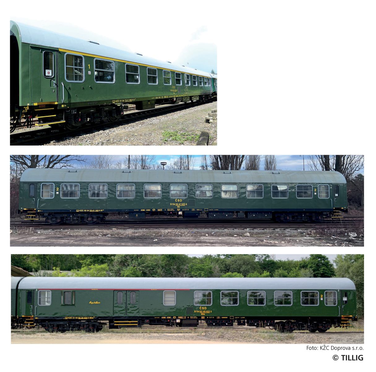 Tillig 70081 - 3er Set Personenwagen, Retro-Zug der KŽC Doprava s.r.o., Ep.VI