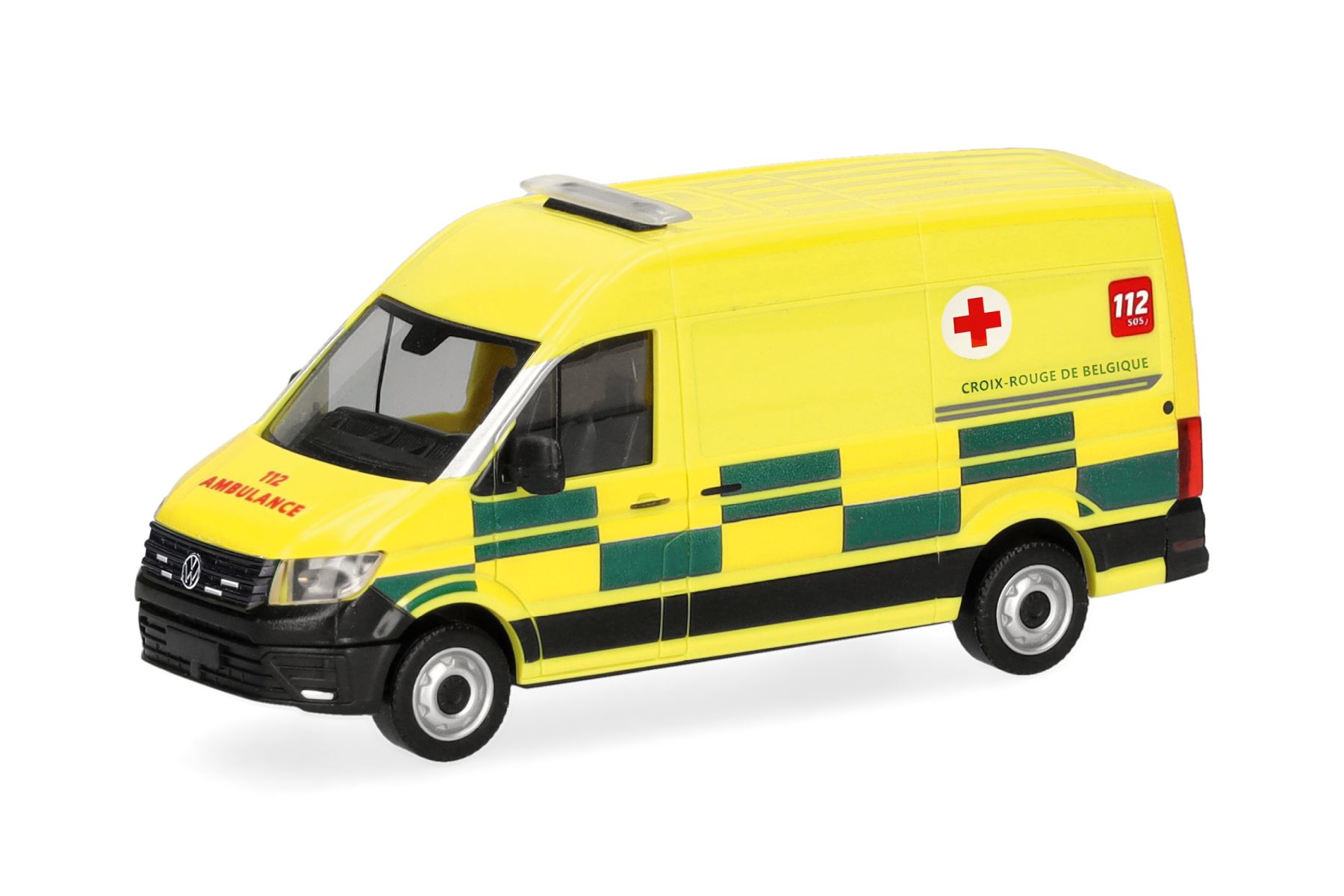 Herpa 099646 - Volkswagen (VW) Crafter Kasten Hochdach Rettungswagen "Croix Rouge", Belgien