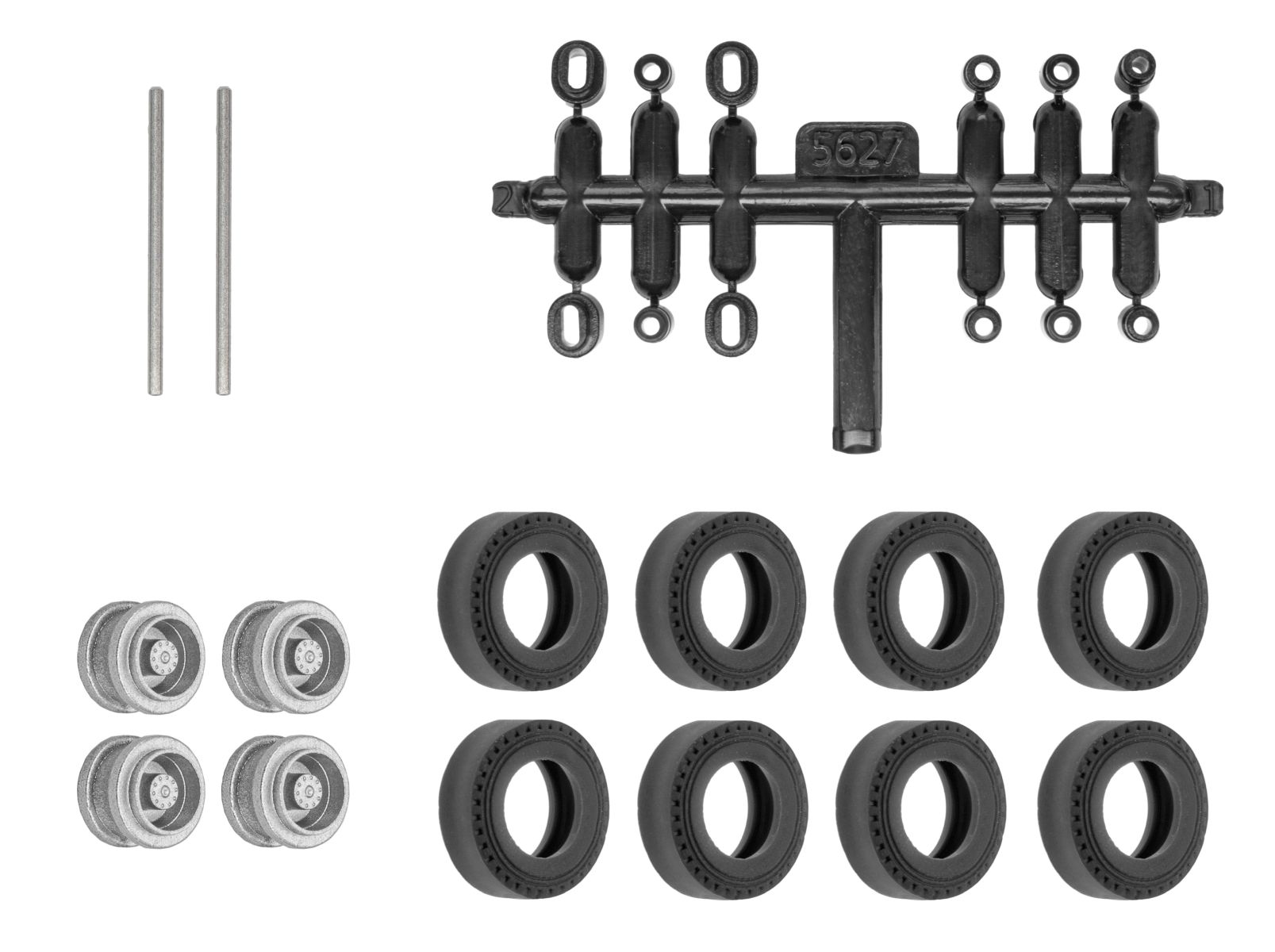 Viessmann 8439 - Nachrüst-Set Gummireifen für kibri Anhänger und Auflieger, Zwillingsbereifung, Ø 10,4 mm