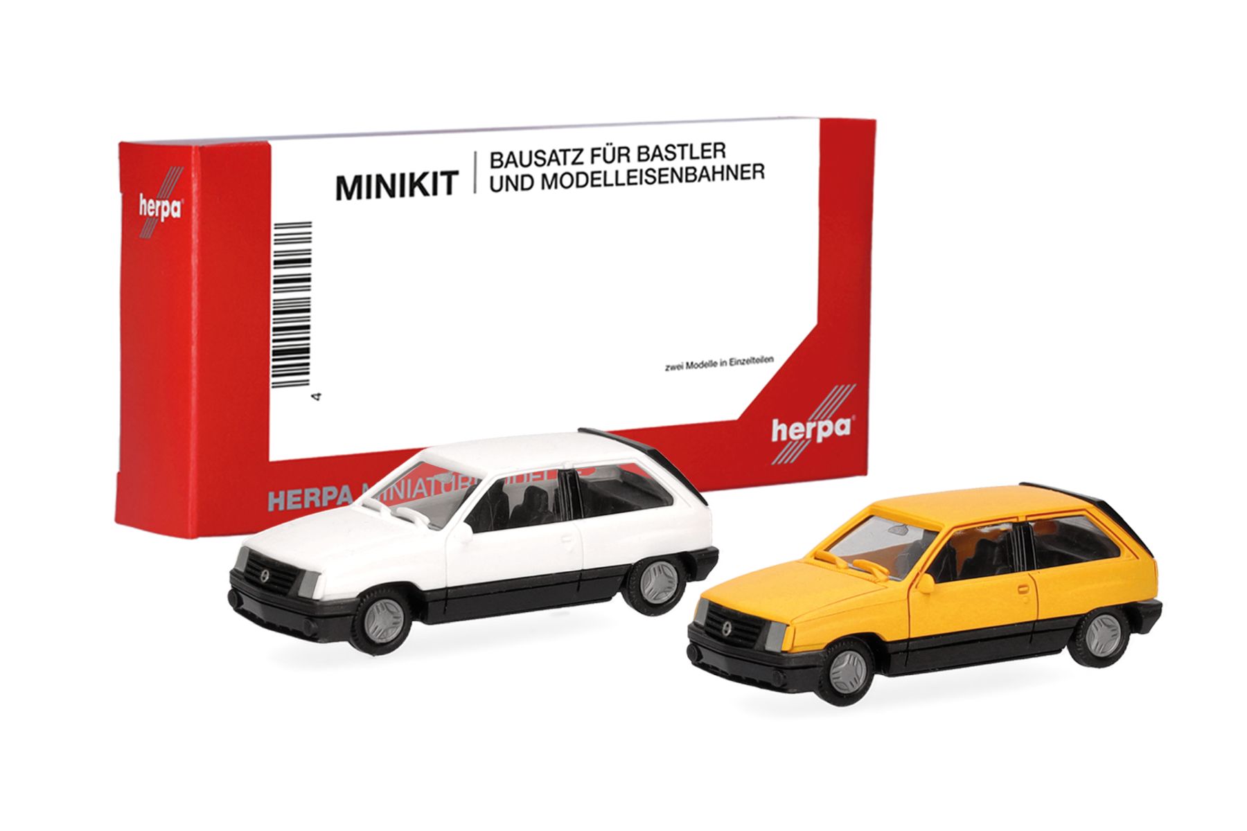 Herpa 014298 - MiniKit: Opel Corsa A SR, weiß und gelb (2 Stück)