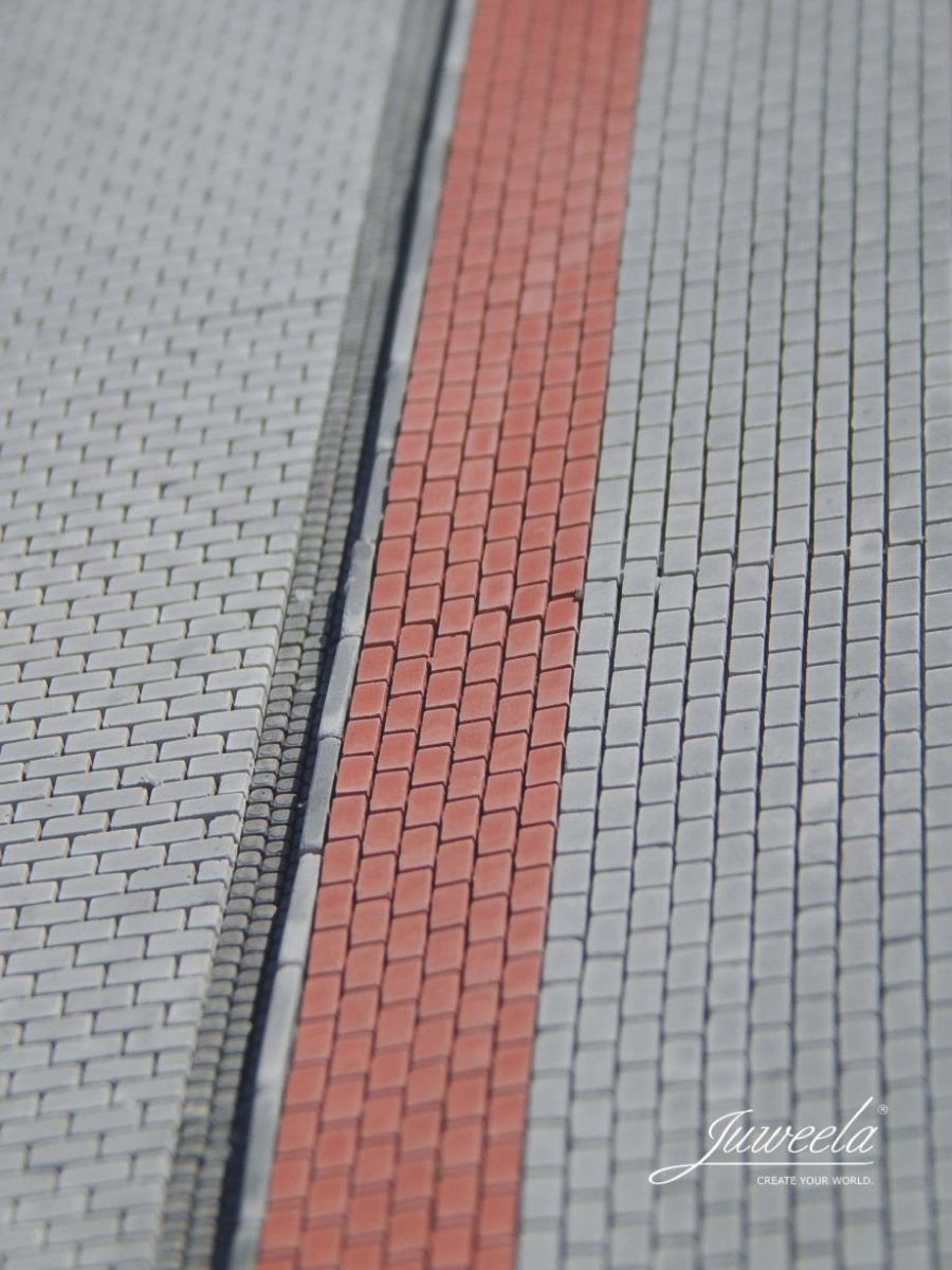 Juweela 28422 - FLEXYWAY Betonsteinpflaster Gehweg + Fahrradweg, 1:87, H0