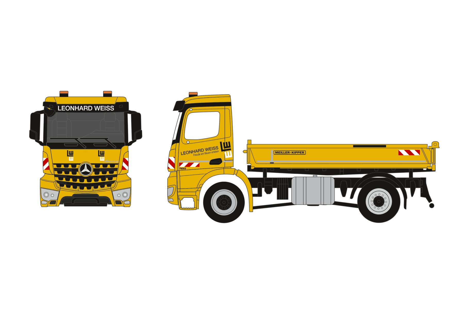 Herpa 962803 - Mercedes-Benz Arocs S Dreiseitenkipper-LKW 2achs "Leonhard Weiss"