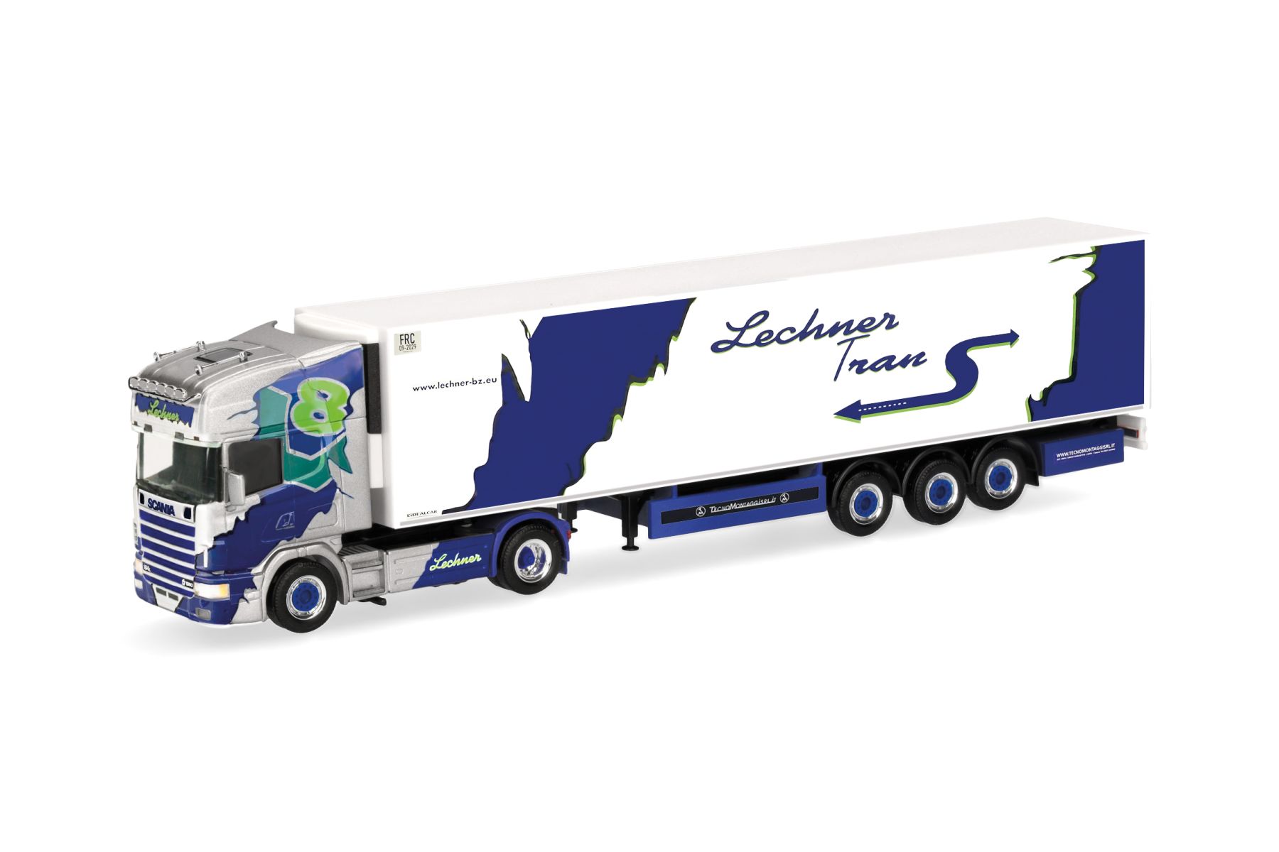 Herpa 321297 - Scania 164 TL Kühlkoffer-Sattelzug "Lechner Trans"