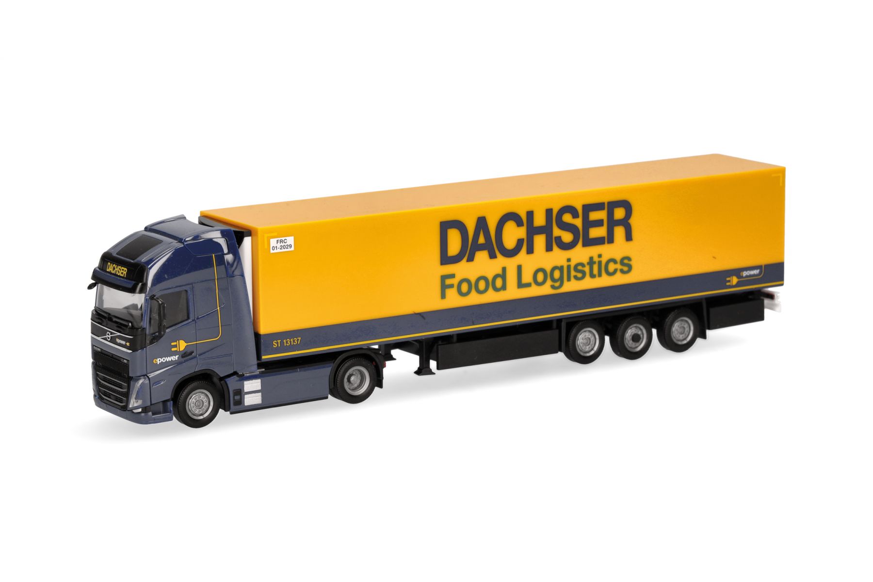 Herpa 316798 - Volvo FH GL XL 2020 Electric Kühlkoffer-Sattelzug "Dachser Food Logistics"