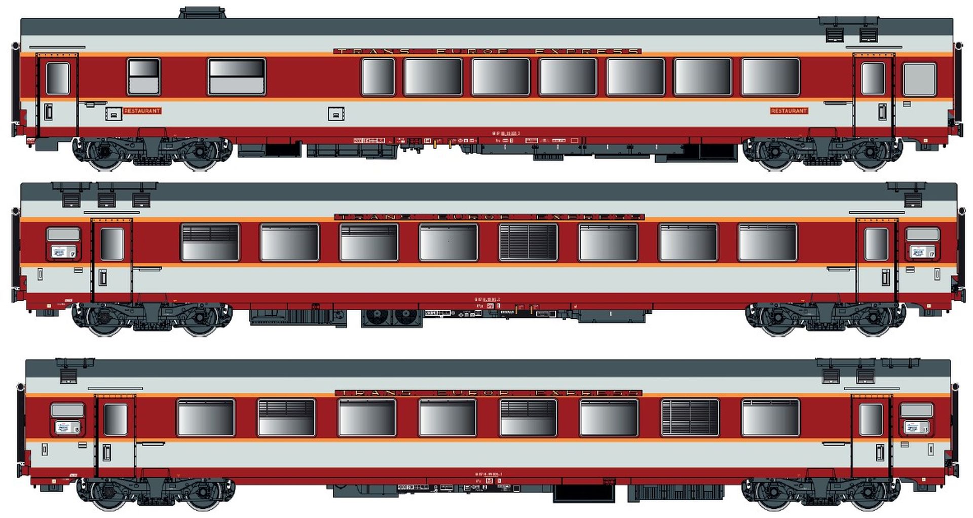 L.S. Models 40805AC - 3er Set GC Personenwagen, SNCF, Ep.IV, Etendard, C, AC