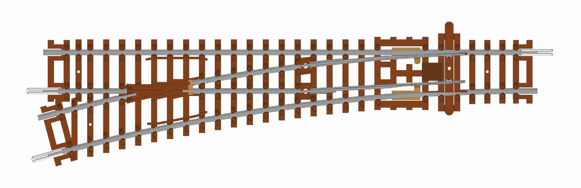 Hornby TT8008 - Weiche links, 166 mm, 15°, Radius 631 mm