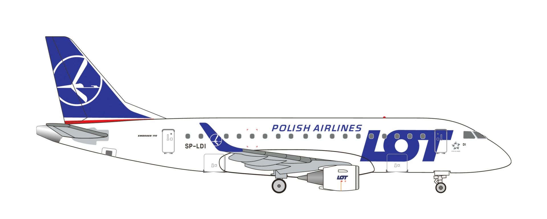 Herpa 536318-001 - LOT Polish Airlines Embraer E170 - SP-LDI