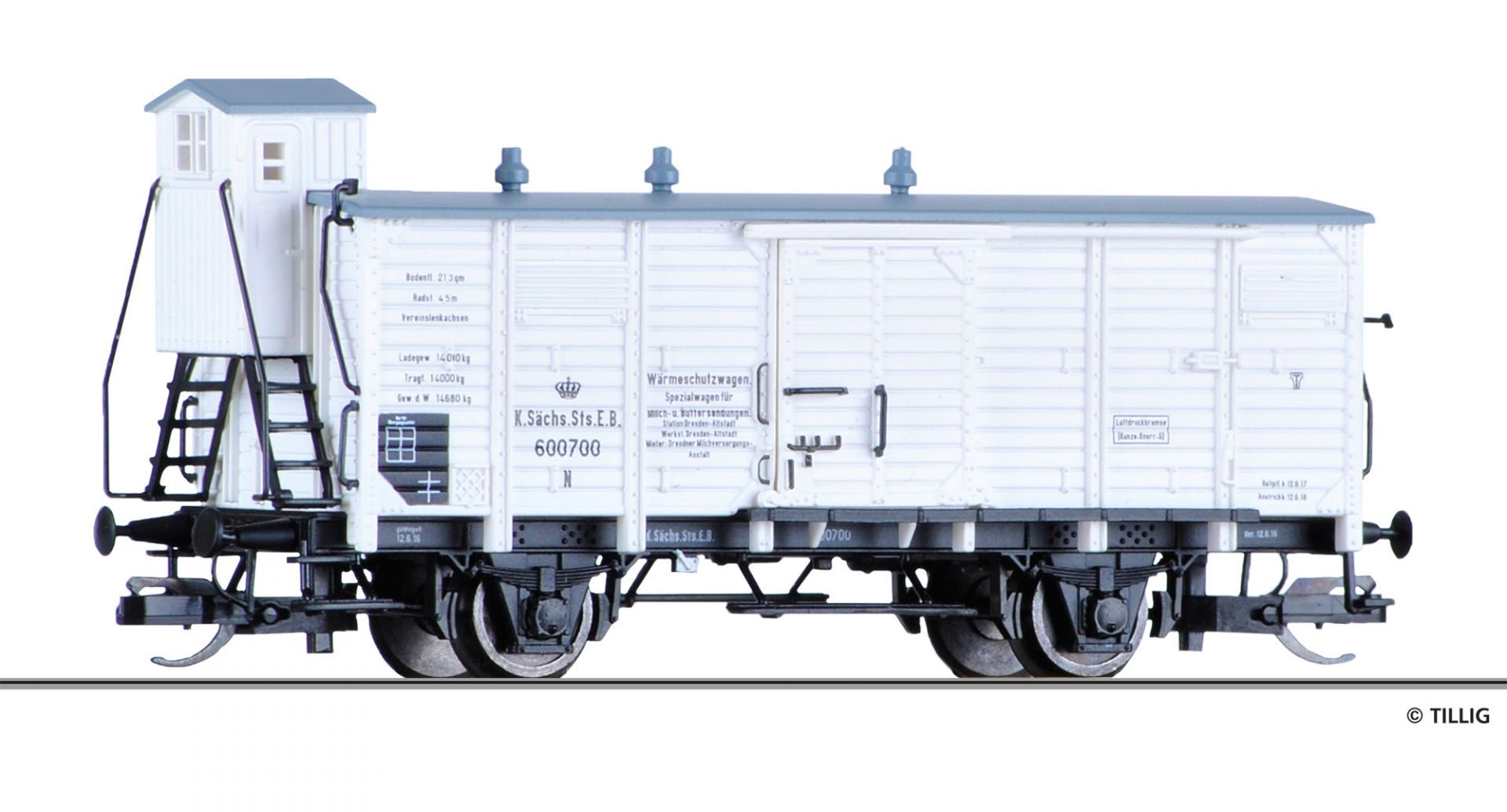 Tillig 17378-A24 - Wärmeschutzwagen, K.Sächs.Sts.EB, Ep.I