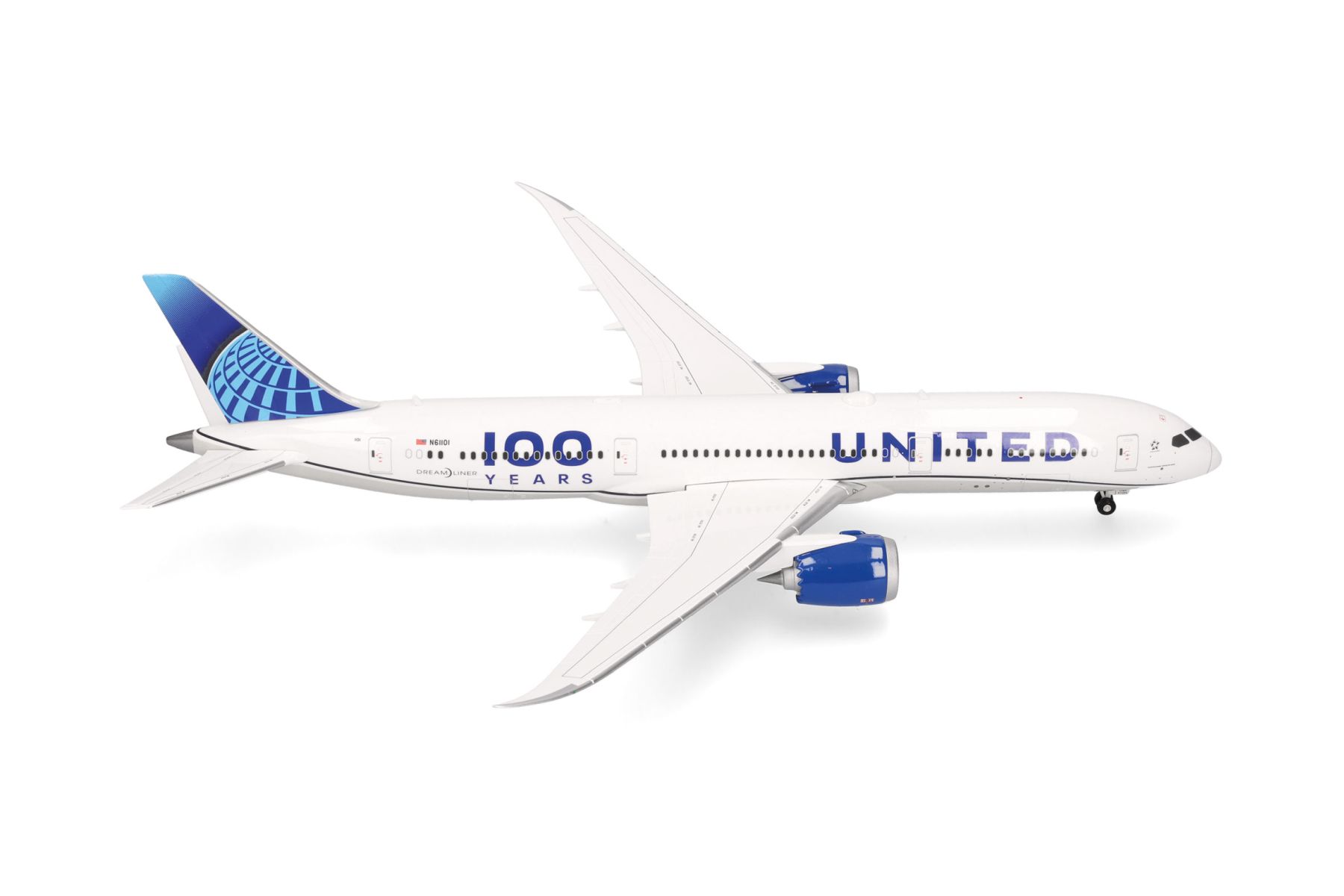 Herpa 573733 - United Airlines Boeing 787-9 Dreamliner "100 Years" - N61101