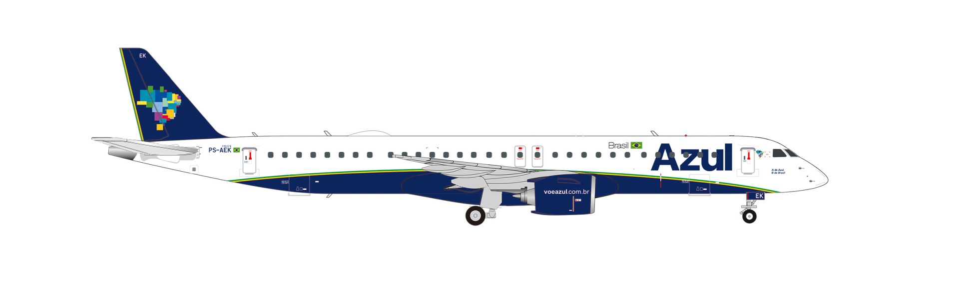Herpa 574068 - Azul Embraer E195-E2 – PS-AEK "A de Azul, B de Brasil"