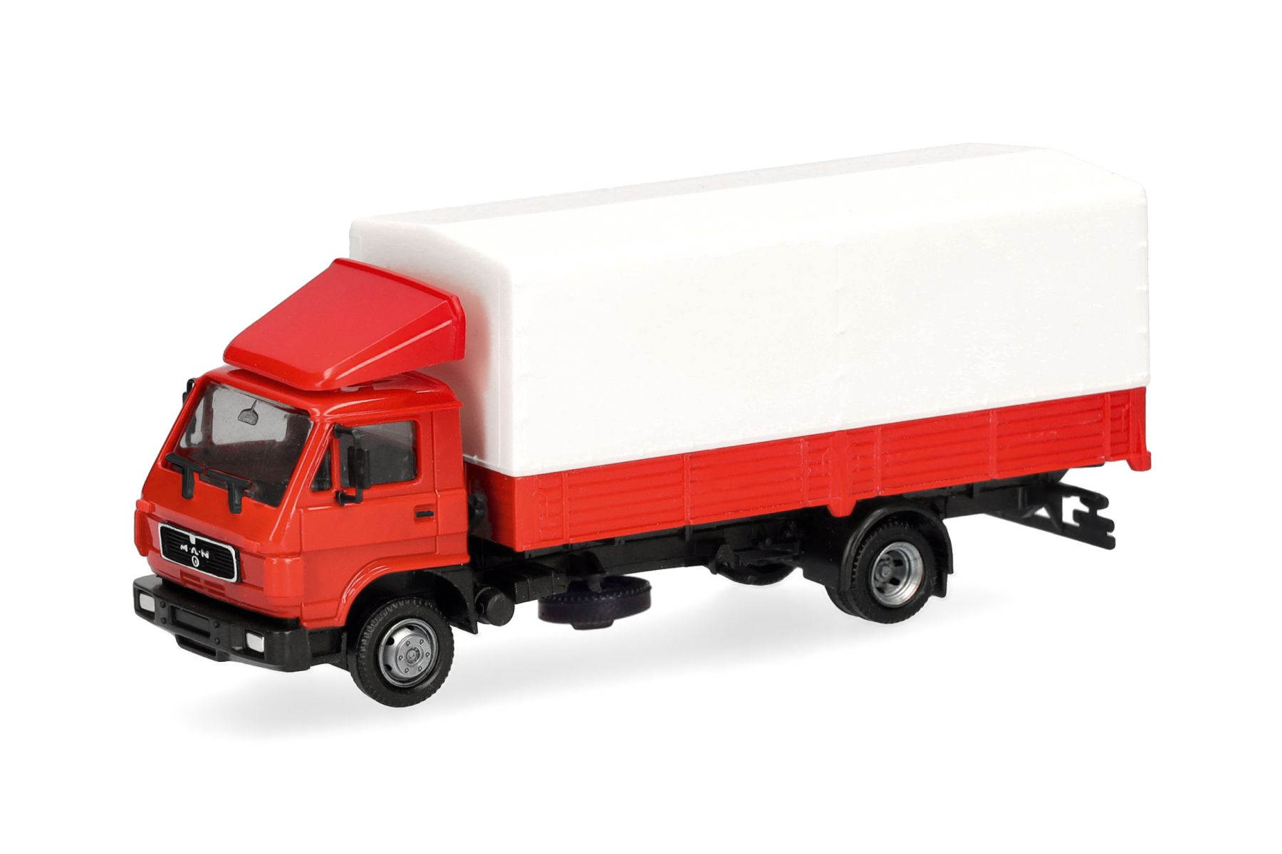 Herpa 321754 - Basic: MAN G90 Planen-LKW, rot/weiß