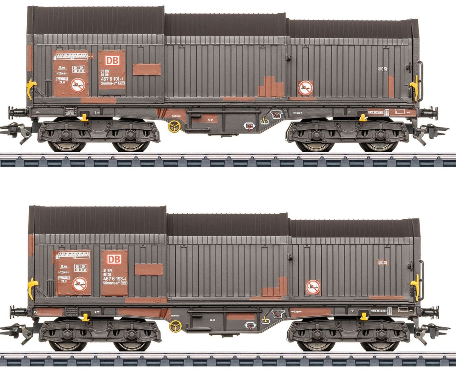 Märklin 46876 - 2er Set Teleskophaubenwagen Shimmns 708, DBAG, Ep.V, gealtert