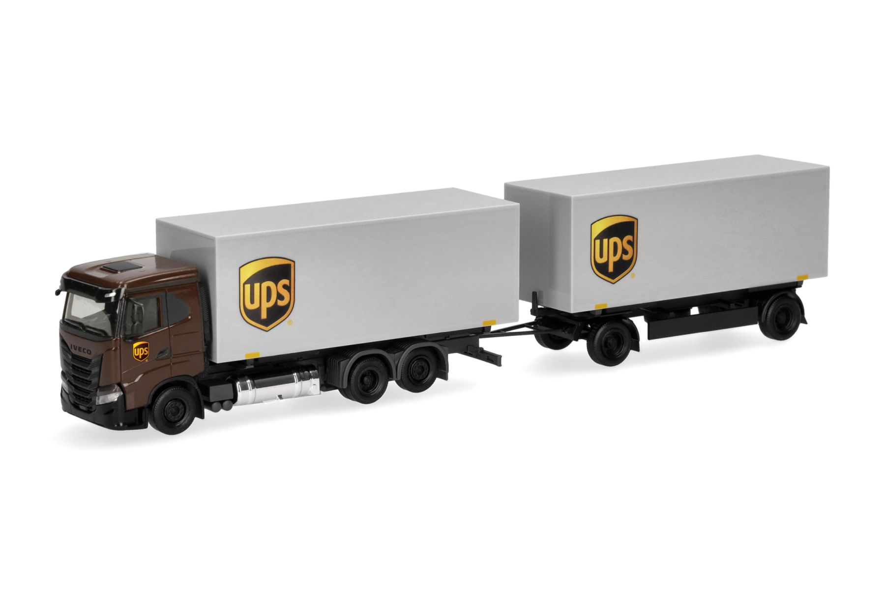 Herpa 321761 - Iveco S-Way FD Wechselkoffer-Hängerzug "UPS"