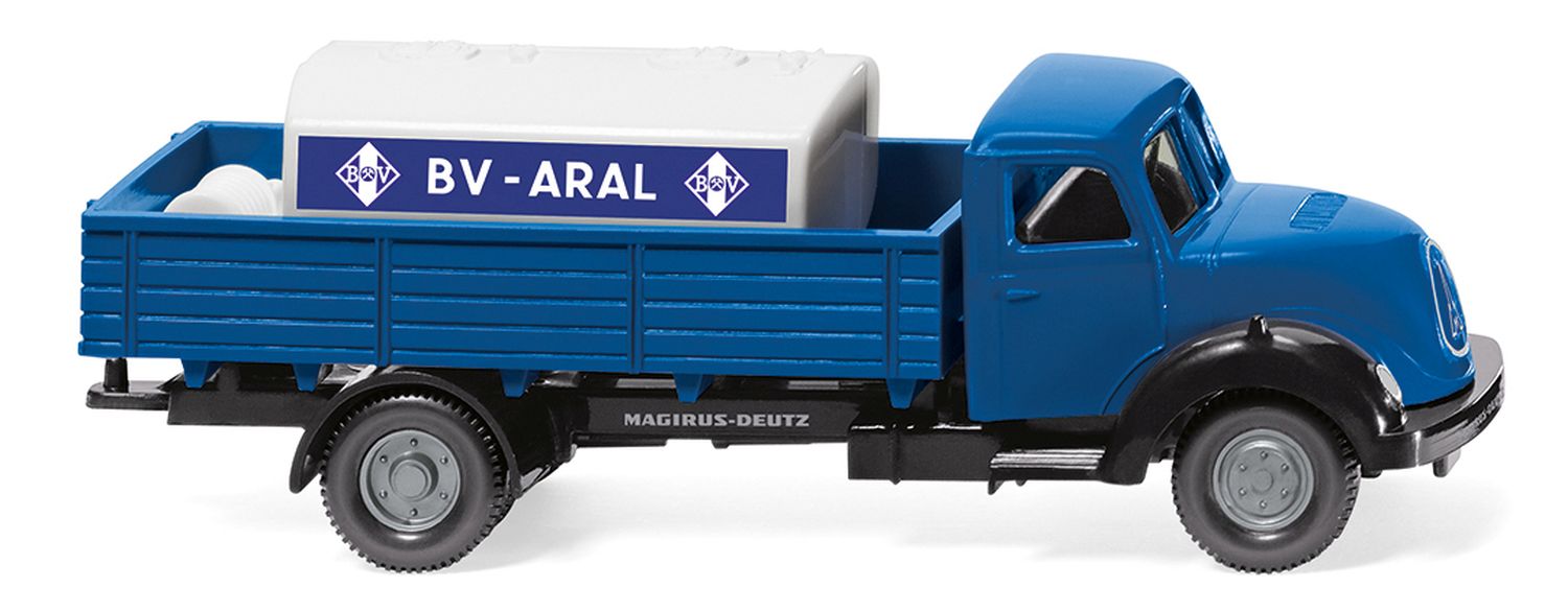 Wiking 043803 - Pritschen-Lkw mit Aufsatztank (Magirus Sirius) 'Aral'