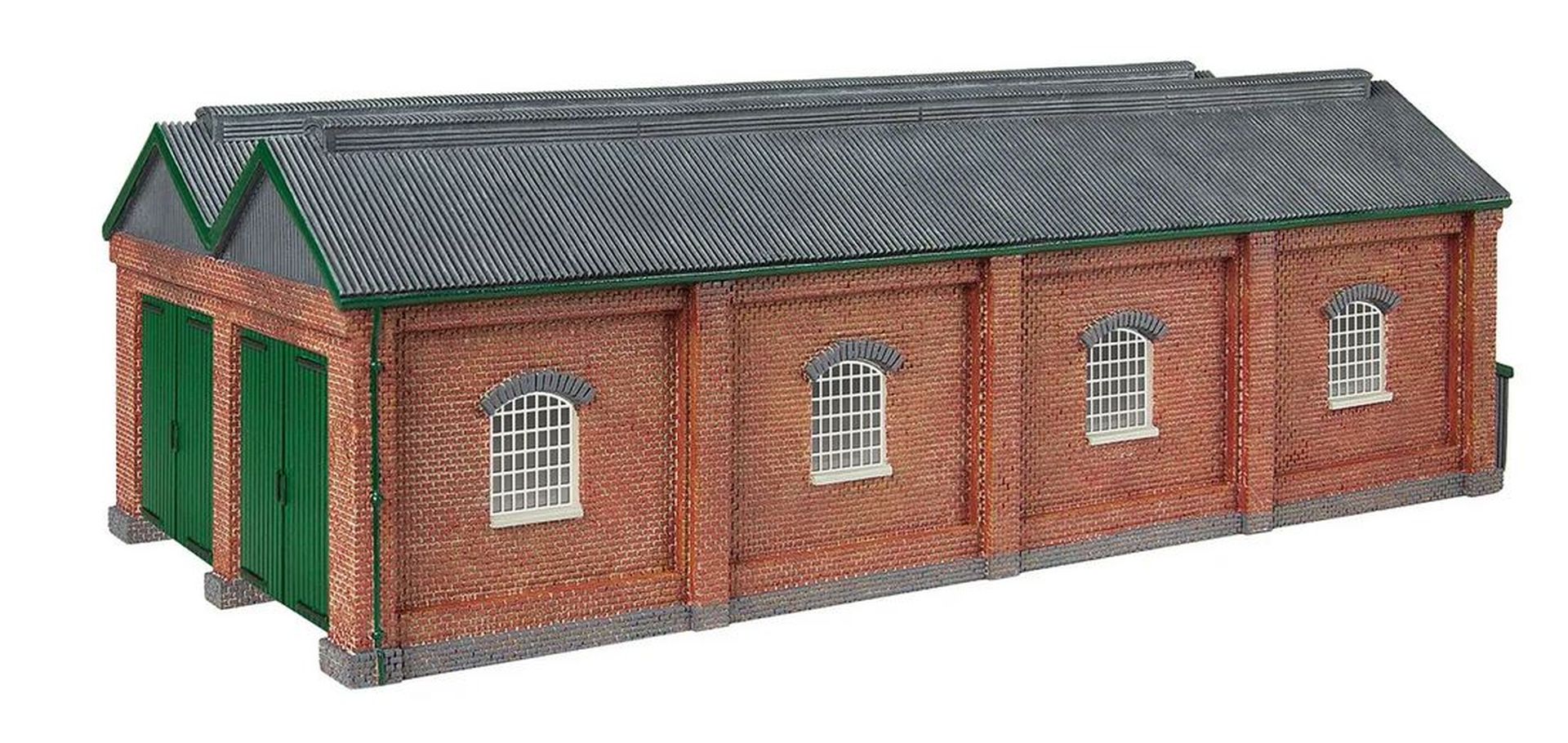 Hornby TT9019 - Lokschuppen zweifach, aus roten Ziegelsteinen