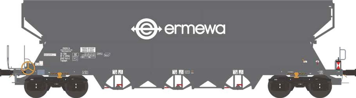 nme 514691 - Getreidewagen Tagnpps 101m³, ERMEWA, Ep.VI, mit Zugschlussbel. DE, DC-Digital