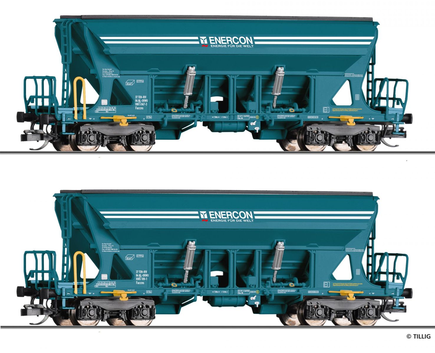 Tillig 01113 - 2er Set Selbstentladewagen Faccns, Enercon, Ep.VI
