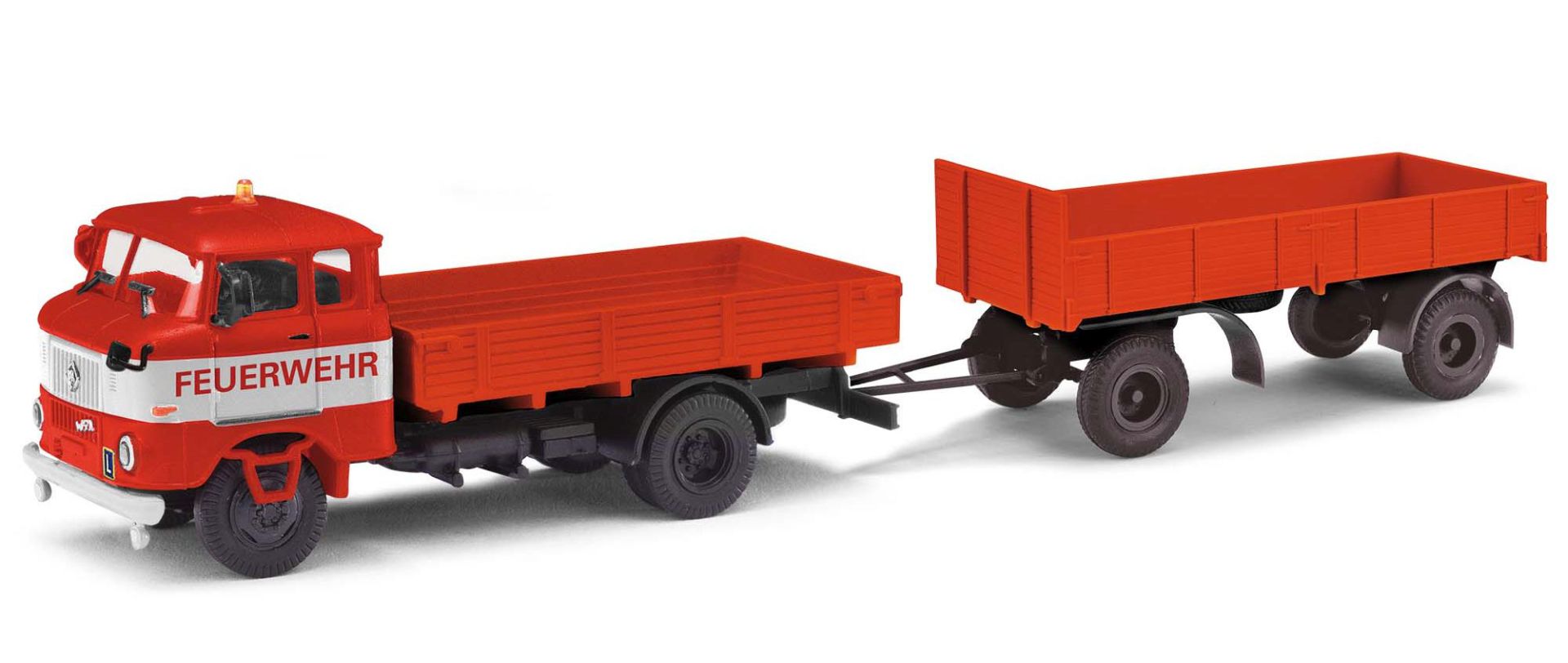 Busch 95197 - IFA W50 L/FP + HW80 Anhänger FW Fahrschule, Bj 1984