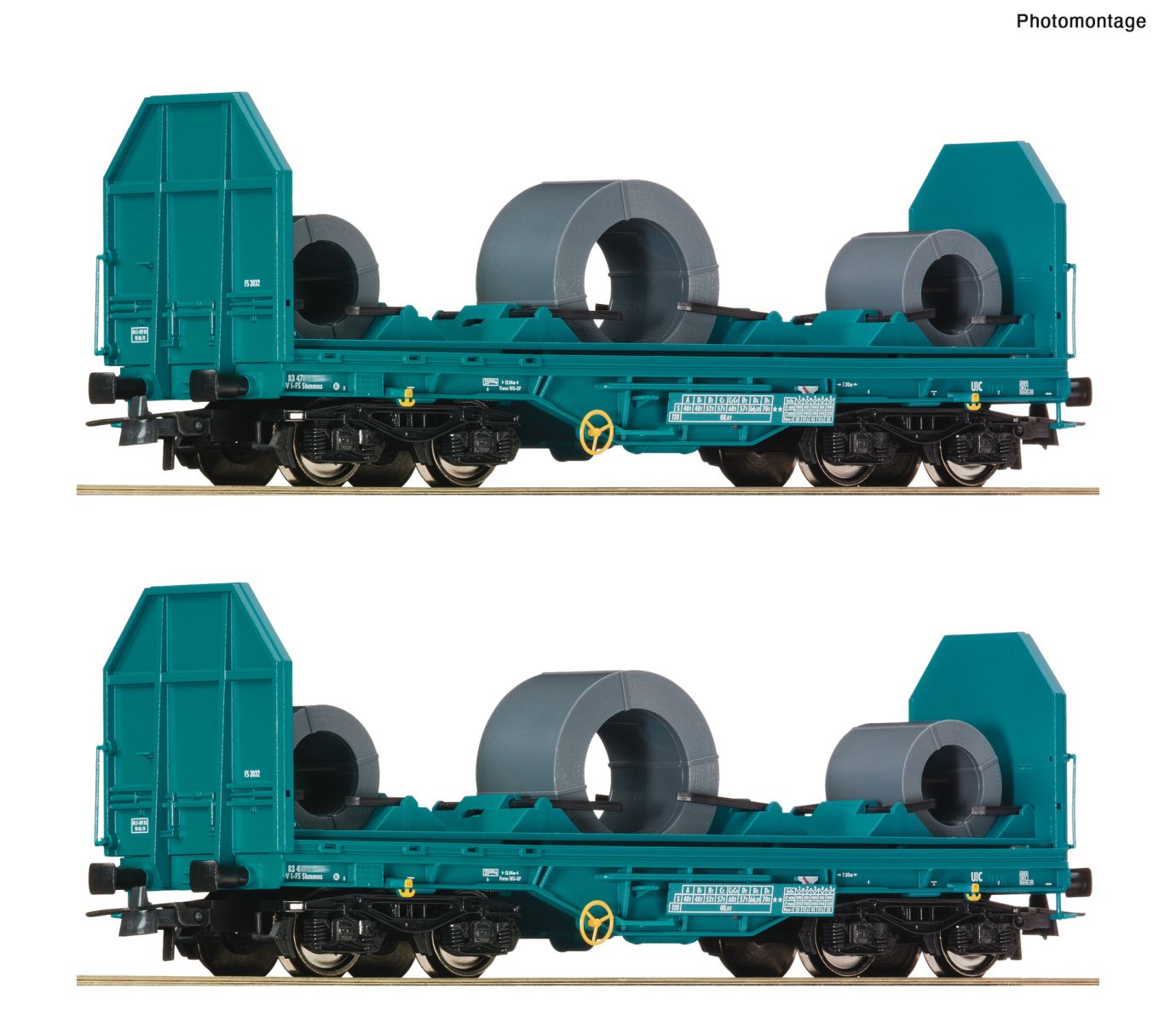 Roco 6600181 - 2er Set Coil-Transportwagen Shmmns, FS, Ep.V-VI
