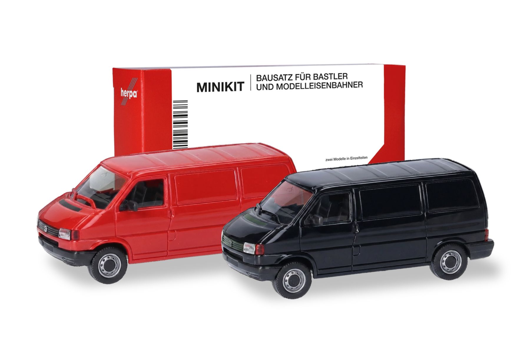 Herpa 012386-005 - MiniKit: Volkswagen (VW) T4 Kasten, verkehrsrot/schwarz (2 Stück)