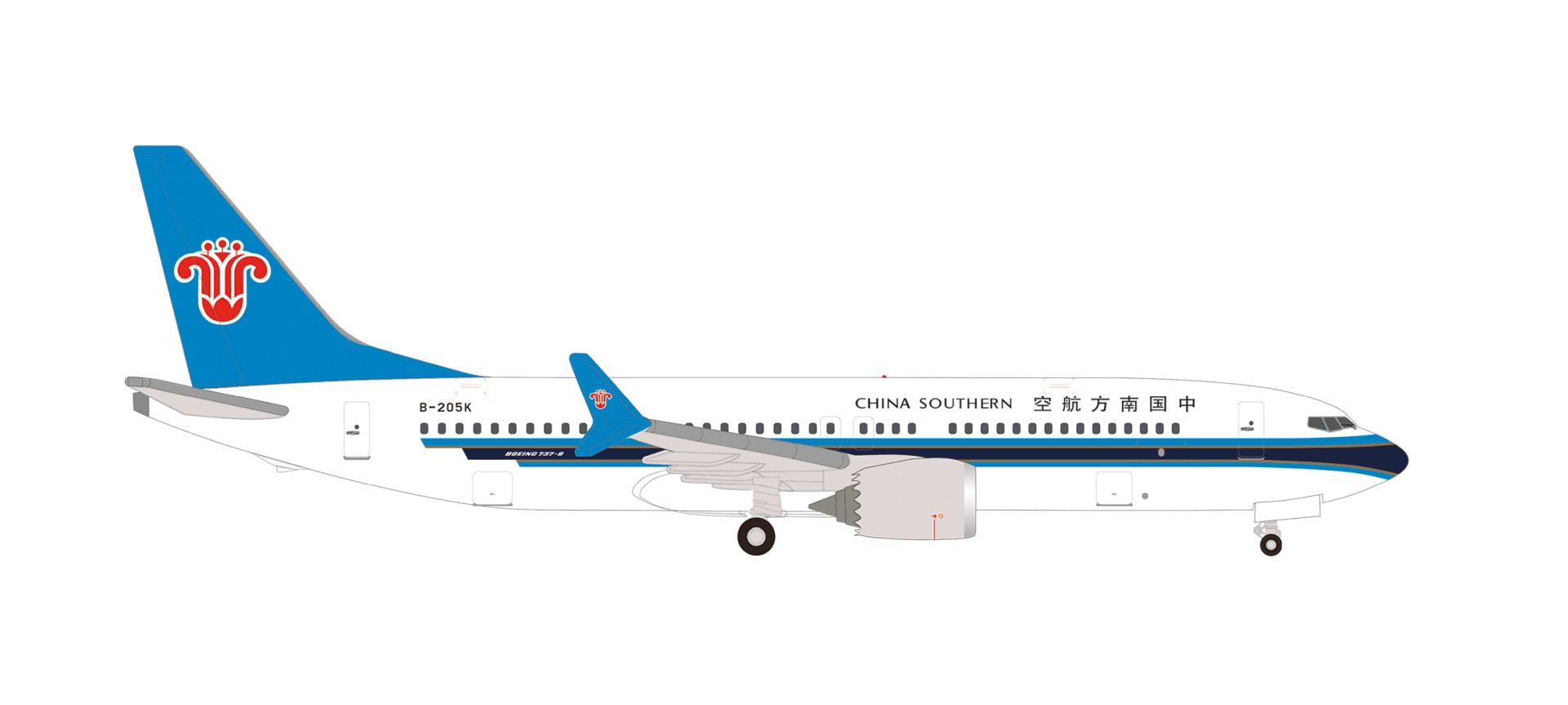 Herpa 539074 - China Southern Airlines Boeing 737 Max 8 - B-205K