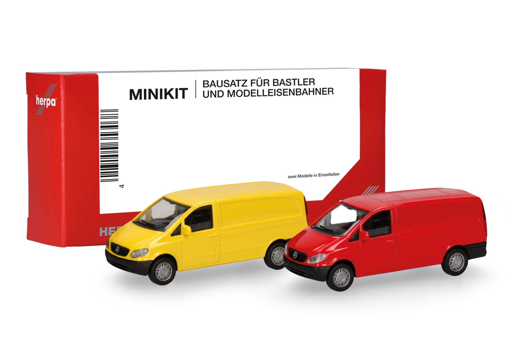 Herpa 014243-002 - MiniKit: Mercedes-Benz Vito Kasten 2002, ginstergelb/rot