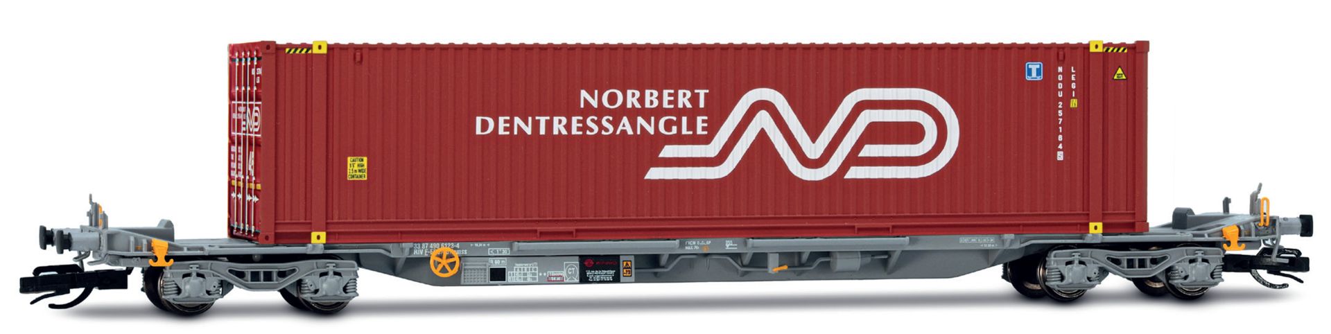 Arnold HN9766 - Containertragwagen mit 1 x 45' Container, ermewa, Ep.VI 'Norbert Dentressangle'