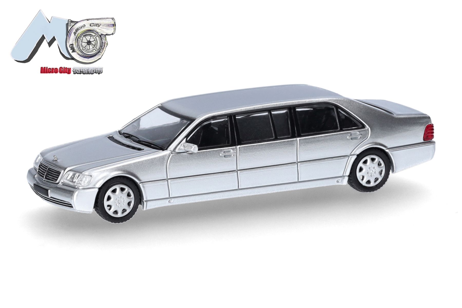 Herpa 87MC000106 - MicroCity: Mercedes-Benz S600 Pullmann, silber