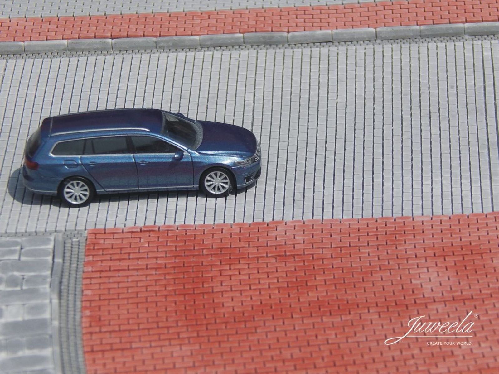 Juweela 28421 - FLEXYWAY Betonsteinpflaster Parkplatz rot, 2 Stück, 1:87, H0