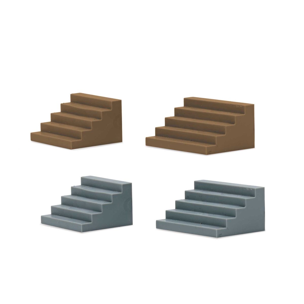 Mini-Set: Treppen, je 2 in Grau und Braun