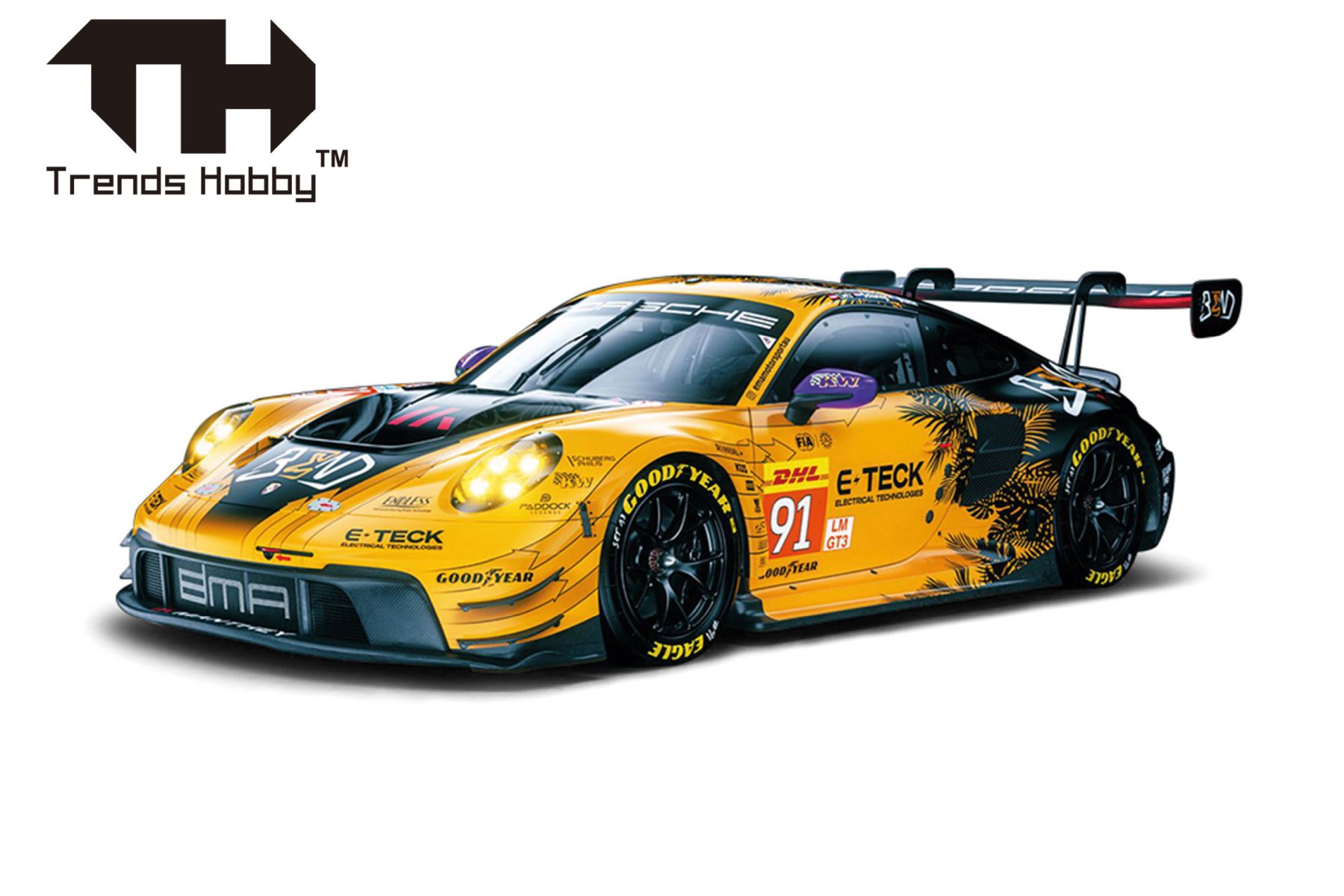 Herpa 864TH000013 - Trends Hobby: Porsche 911 GT3 R - LeMans 24H 2024 #91, Motorhaube zum Öffnen
