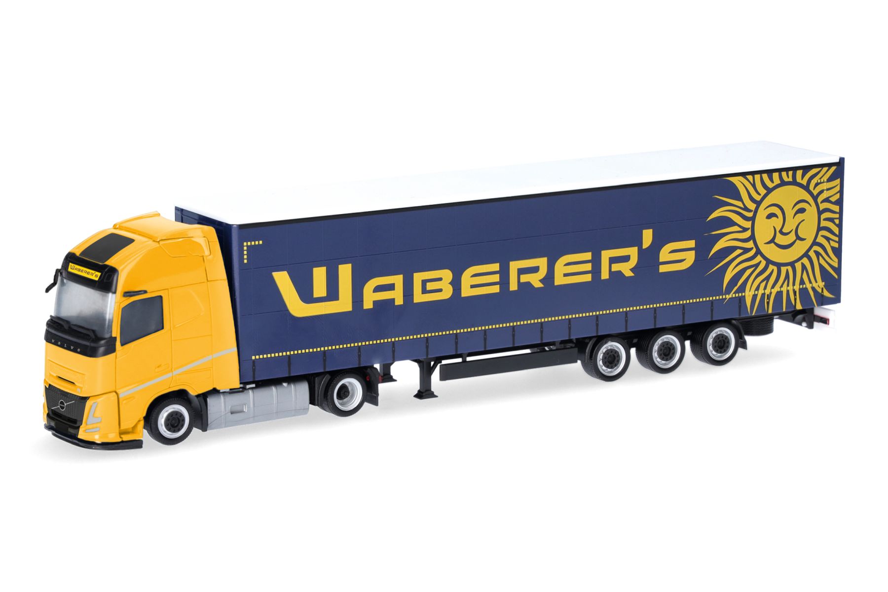Herpa 321808 - Volvo FH Aero Globetrotter XL Lowlinergardinenplanen-Sattelzug "Waberer's", Ungarn