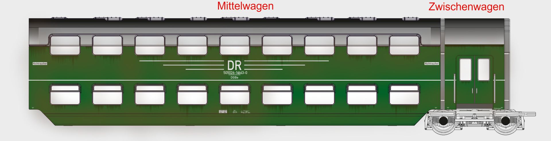 Kres 52033088 - Ergänzungswagen für Gliederzug DGB 12, DR, Ep.IV, verschmutzt Kres 52033088 - Ergänzungswagen für Gliederzug DGB 12, DR, Ep.IV, verschmutzt