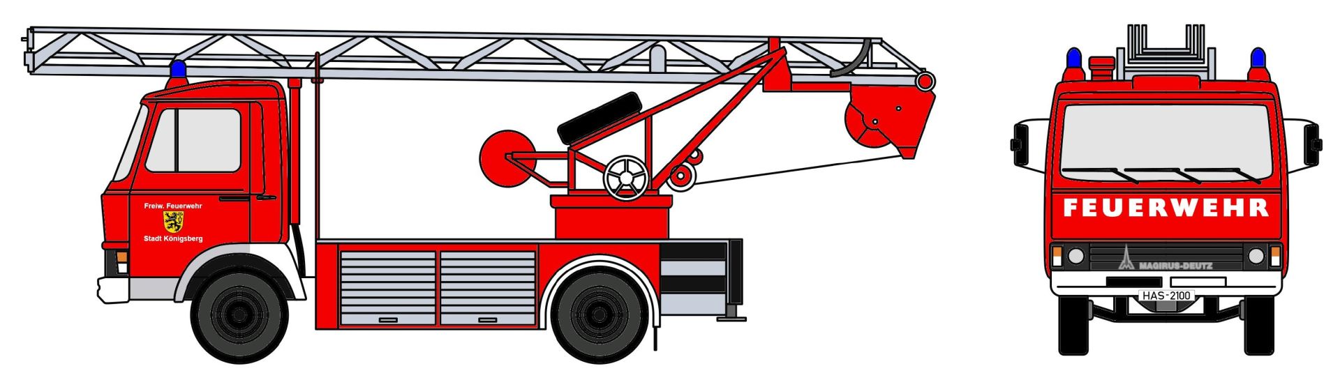 Loewe 4107 - Iveco Magirus "Zeta"  90M5 - DL18 Feuerwehr Königsberg