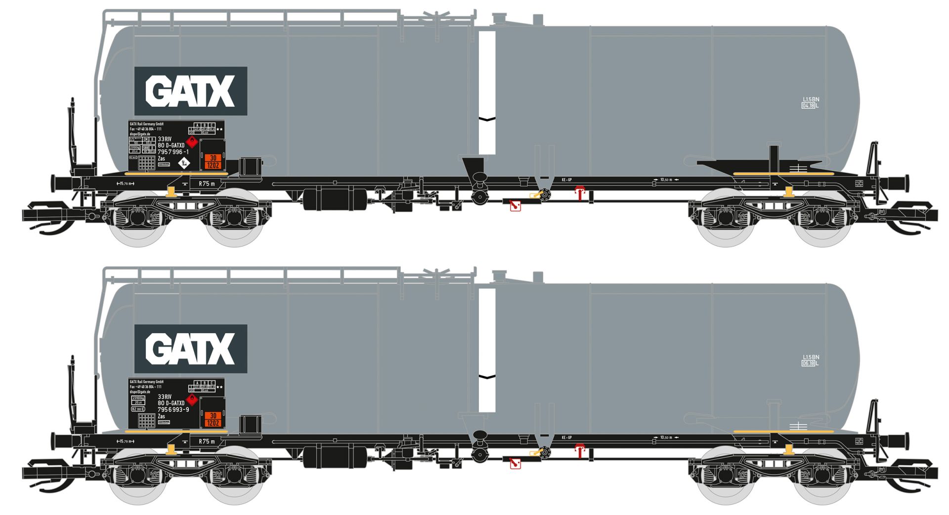 Saxonia 120220 - 2er Set Kesselwagen Zas, 8106, GATX, Ep.VI Saxonia 120220 - 2er Set Kesselwagen Zas, 8106, GATX, Ep.VI