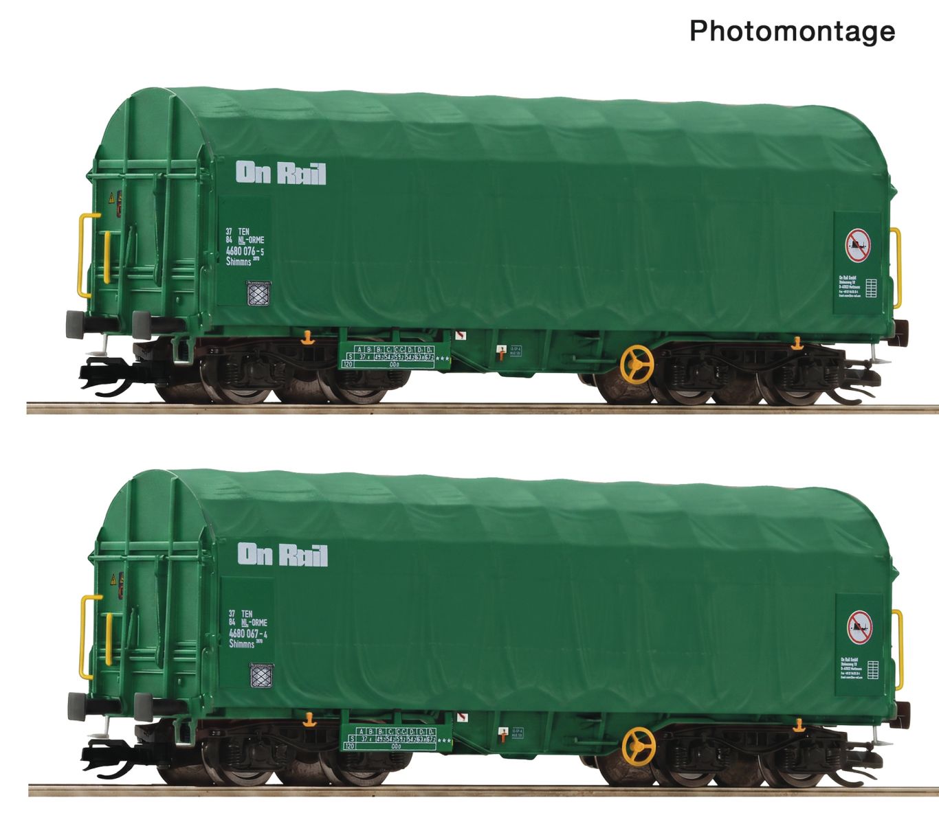 Roco 6680056 - 2er Set Schiebeplanenwagen Shimmns, On Rail, Ep.VI