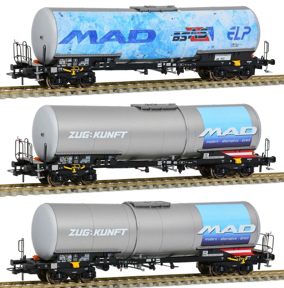 Sudexpress T783905 - 3er Set Kesselwagen Zacns 'Mad Bsas ELP, Zugkunft', BSAS, Ep.VI