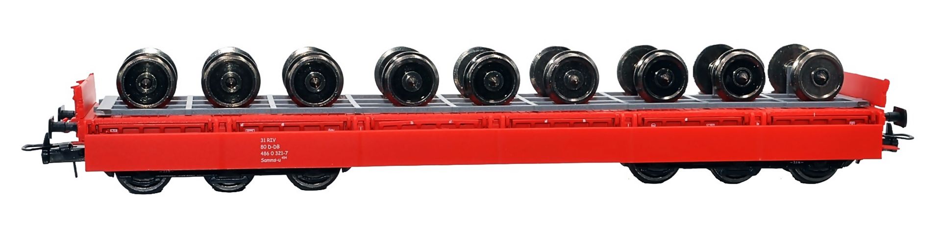 NPE NW 22947 - Schwerlastwagen Samms-u 454 abgeklappte Bordwände, DBAG, Ep.V, mit Radsätzen