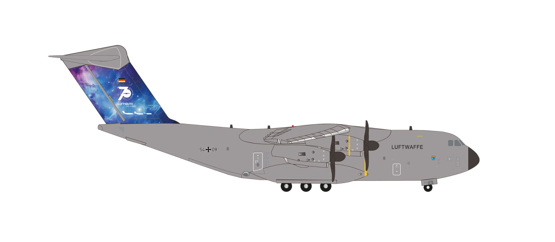Herpa 574365 - Luftwaffe Airbus A400M Atlas - LTG 62 / Air Transport Wing 62, Wunstorf "70 Jahre Luftwaffe" - 54+09
