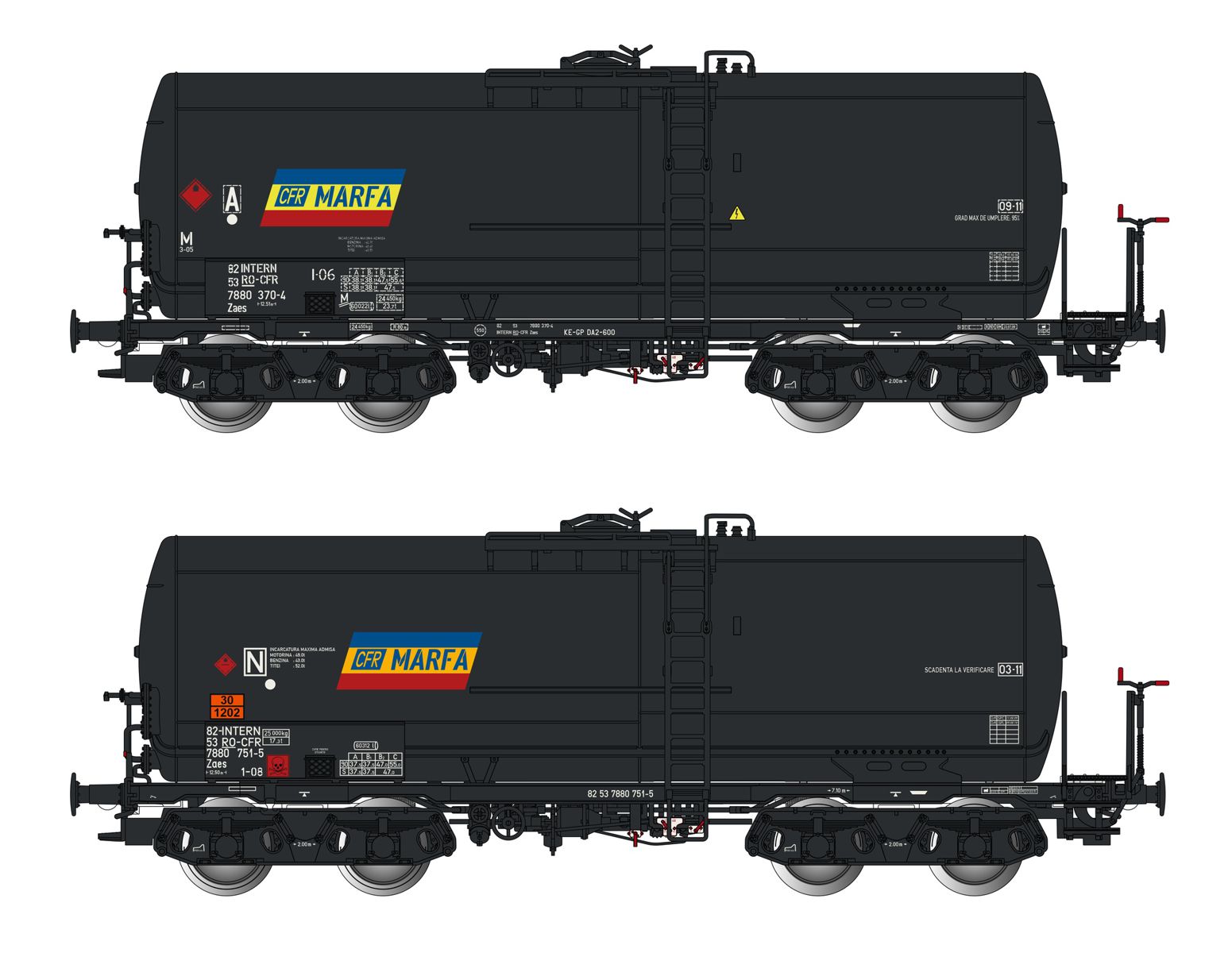 Albert Modell 700005 - 2er Set Kesselwagen Zaes, RO-CFR, Ep.VI 'MARFA'
