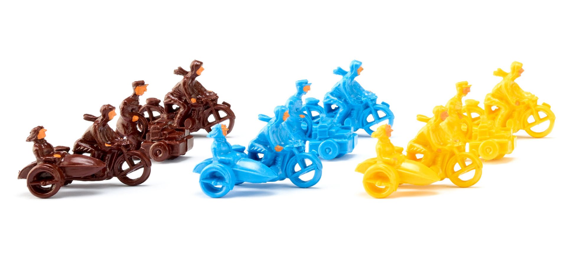 Wiking 001830 - Motorräder/Handwagenfahrer, historische Figuren für Verkehrsgestaltung