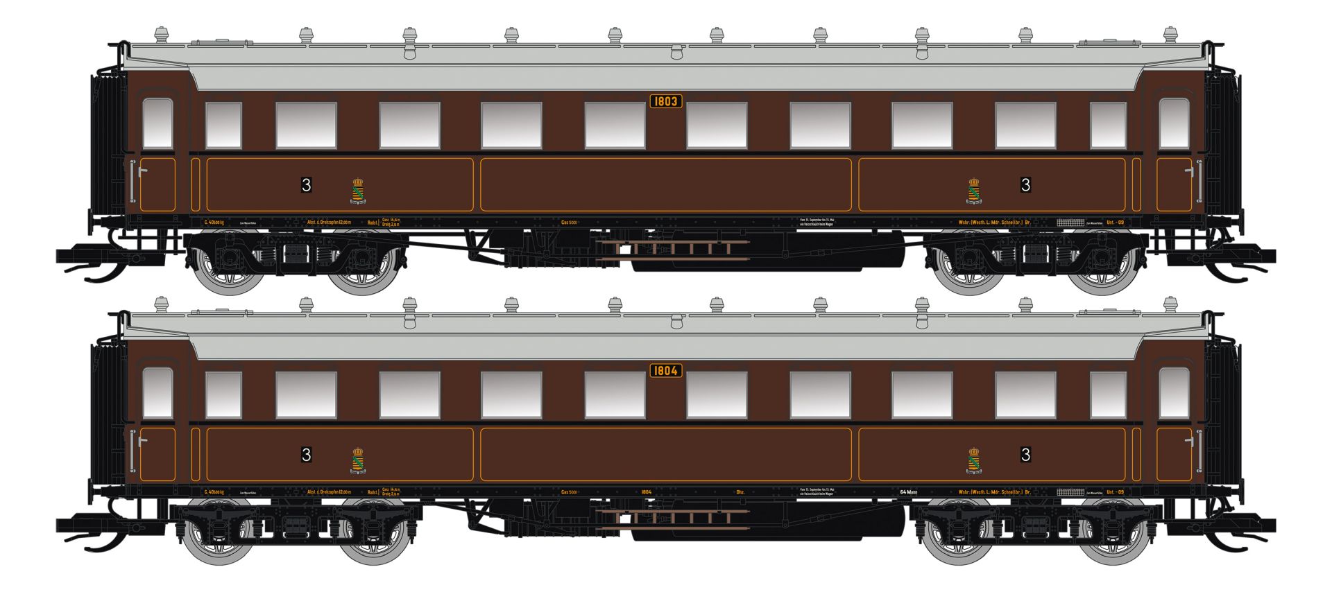Saxonia 120173 - 2er Set Personenwagen C4Ü Sa 07, K.Sächs.Sts.E.B., Ep.I