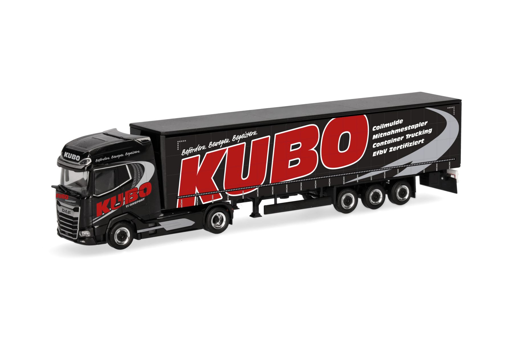 Herpa 318068 - DAF XG+ Gardinenplanen-Sattelzug "KUBO"
