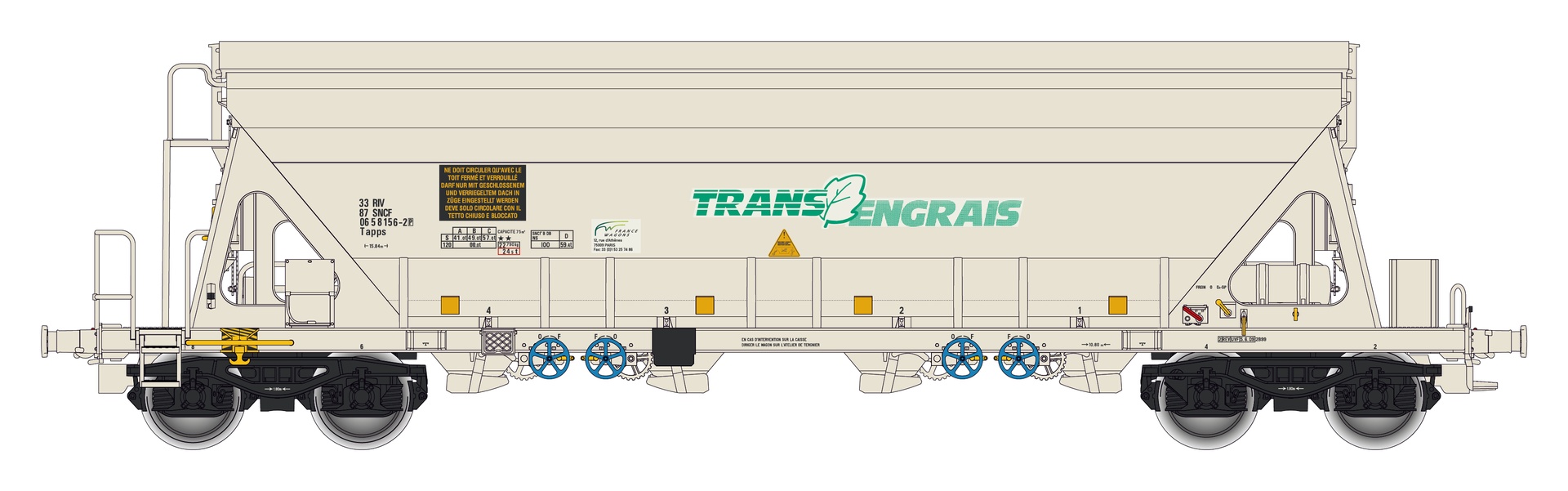 Albert Modell 065325 - Schüttgutwagen Tapps, SNCF, Ep.V 'Trans Engrais'